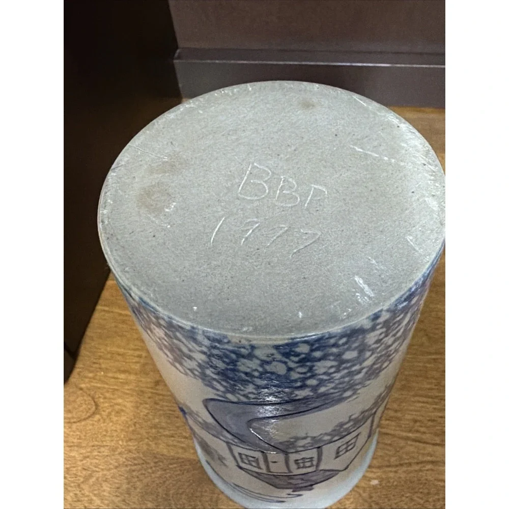 Beaumont Brothers Pottery BBP Vase Crock Salt-Glazed w/House Scene 7.5